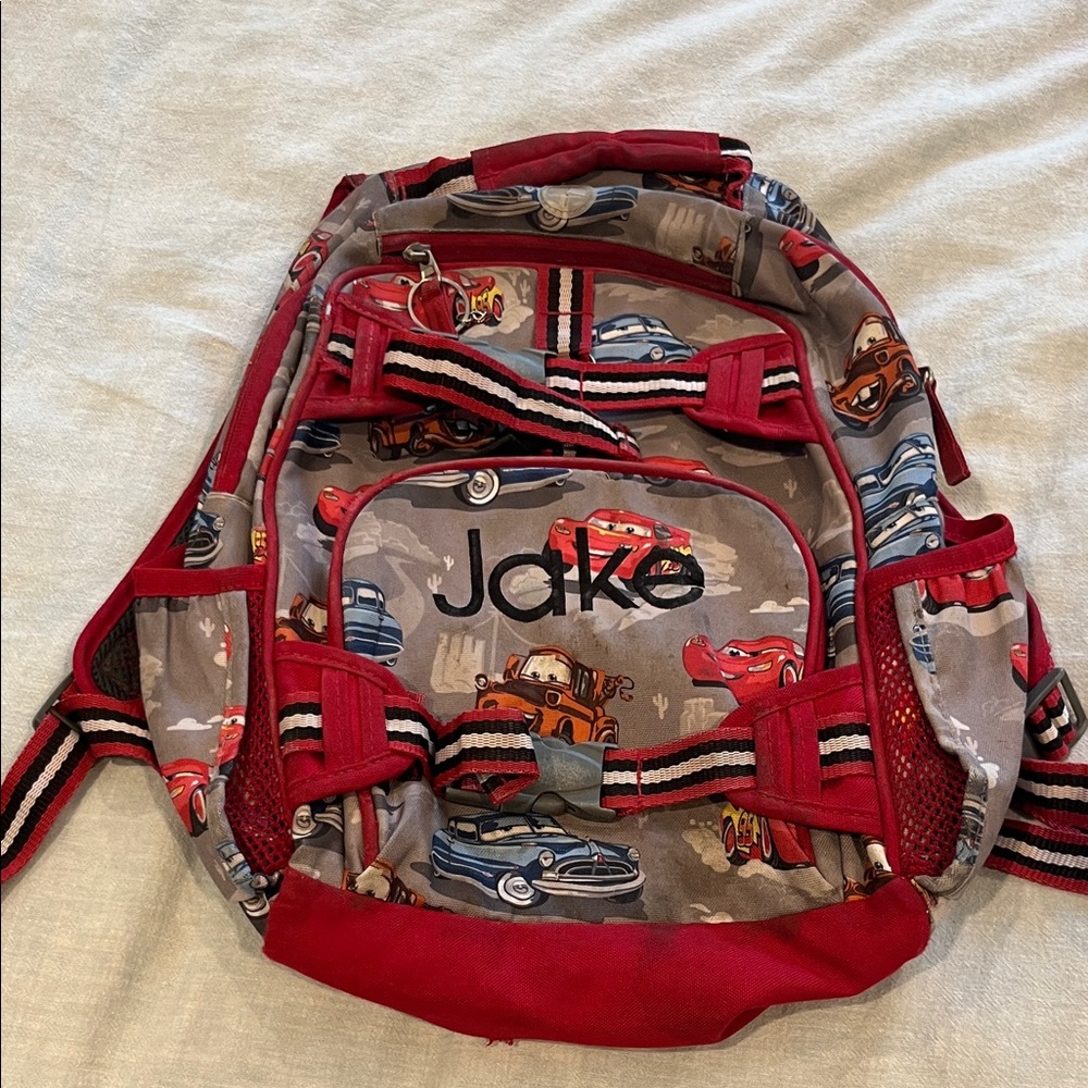 Pottery Barn Kids Red and Gray Cars Backpack